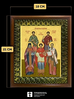 Икона собор Святых целителей и чудотворцев, деревянная рамка с басмой и стеклом 18х21х2,5 см 1133 Икона собор Святых целителей и чудотворцев, деревянная рамка с басмой и стеклом 18х21х2,5 см 1133