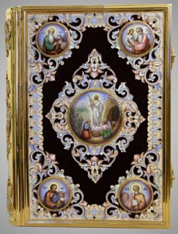 Евангелие напрестольное финифть, филигрань, эмаль, роспись серебро (УИН)