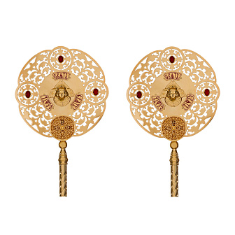 Рипида №10 штамповка золочение камни эмаль (пара)