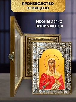 Икона Виктория Коринфская в ризе и деревянном киоте, 33х27 см