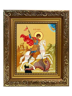 Икона складень Георгий Победоносец и Ангел Хранитель 19х22х7 см 058