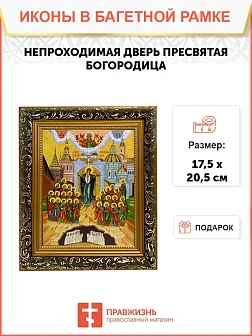 Икона Божьей Матери Непроходимая Дверь, узкая рамка 17,5х20,5х2 см 1106