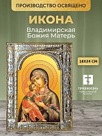 Икона Владимирская Божия Матерь в ризе, 18x24 см