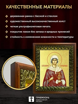 Икона Анастасия Узорешительница великомученица с золочением, деревянная рамка с басмой и стеклом 18х Икона Анастасия Узорешительница великомученица с золочением, деревянная рамка с басмой и стеклом 18х