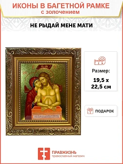 Икона Не рыдай Мене Мати золочение поталь