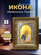 Икона Иезекииль Пророк в ризе и деревянном киоте, 33х27 см