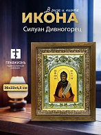 Икона Силуан Дивногорец в ризе и деревянном киоте, 26х22 см