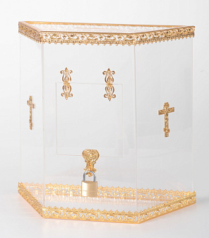 Кружка для пожертвований из оргстекла №4 золочение