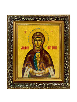 Икона Божьей Матери Албазинская, узкая рамка 17,5х20,5х2 см 1181