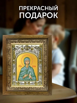 Икона Есия Мученица в ризе и деревянном киоте, 26х22 см