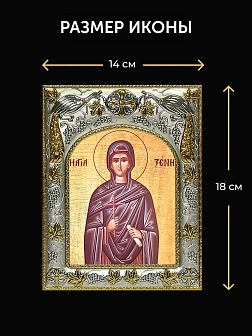 Икона Ксения Миласская в ризе и деревянном киоте, 26х22 см