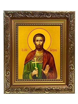 Икона Феодот Богдан Анкирский мученик, широкая рамка 19,5х22,5х2 см 169