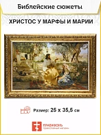Картина на холсте в раме Христос у Марфы и Марии 25х35,5
