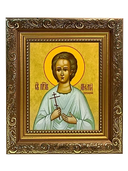 Икона Артемий Веркольский праведный, широкая рамка 19,5х22,5х2 см 034