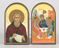 Складни деревянные 10х12 двухстворчатые, тиснение, арочные Сергий Радонежский-Троица (Рубл.)