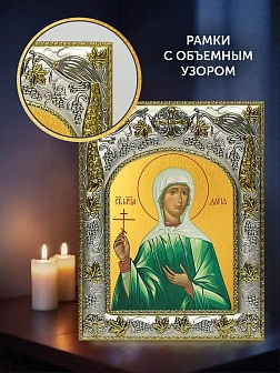 Икона Дарья Римская в ризе и деревянном киоте, 26х22 см