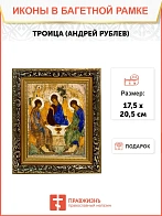 Икона Троица Андрея Рублева, узкая рамка 17,5х20,5х2 см 164
