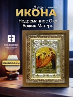 Икона Недреманное Око Божия Матерь в ризе и деревянном киоте, 26х22 см