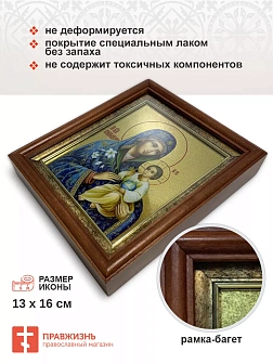 Икона 165 Неувядаемый Цвет Божия Матерь золочение поталь киот 21 см