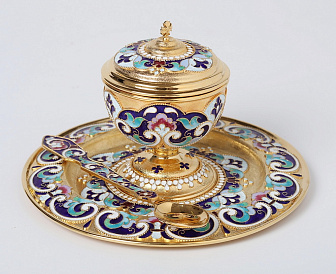 Ладаница на блюде филигрань, эмаль / золочение