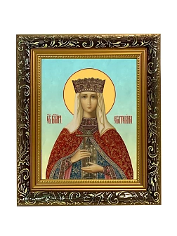 Икона Екатерина Александрийская великомученица, узкая рамка 17,5х20,5х2 см 070