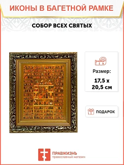 Икона Собор Всех Святых, узкая рамка 17,5х20,5х2 см 1233