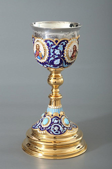 Потир 0.5л 4-финифти, филигрань, эмаль / золочение / серебряный стакан (УИН)
