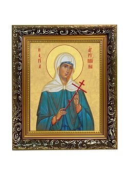 Икона Агриппина мученица, узкая рамка 17,5х20,5х2 см 377
