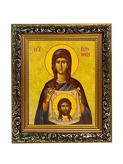 Икона Вероника Кровоточивая праведная, узкая рамка 17,5х20,5х2 см 045А