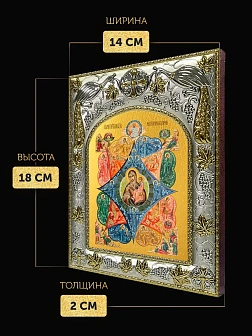 Икона Неопалимая Купина Божия Матерь в ризе, 18х14 см