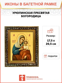 Икона Божией Матери Урюпинская, узкая рамка 17,5х20,5х2 см 1198