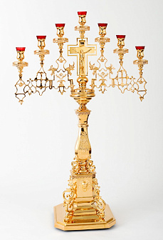Семисвечник запрестольный с крестом золочение