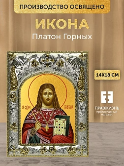 Икона Платон Горных в ризе, 18х14 см