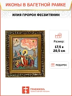 Икона Илии Фесвитянин пророк, узкая рамка 17,5х20,5х2 см 077