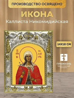 Икона Каллиста Никомидийская в ризе, 18х14 см