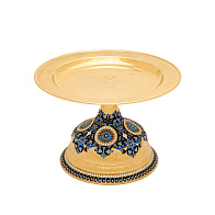 Дискос с поддискосником / ф240мм-песочные часы 1, 0л потира / филигрань, эмаль, ручная гравировка / золочение