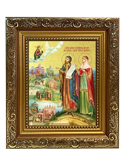 Икона "Петр и Феврония Муромские", свв. прпп. кн. и кнг., с золочением поталью, 09084-УЛ
