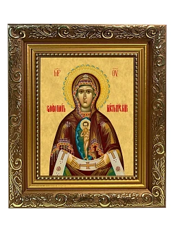 Икона Божьей Матери Албазинская, широкая рамка 19,5х22,5х2 см 1181