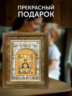Икона Курская-Коренная Божия Матерь в ризе и деревянном киоте, 26х22 см