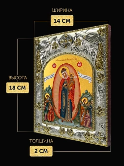 Икона Всех Скорбящих Радость Божия Матерь в ризе, 18х14 см
