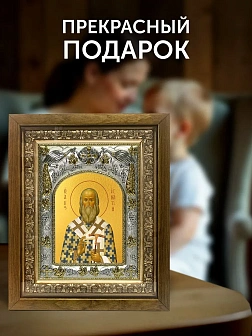 Икона Игнатий Брянчанинов в ризе и деревянном киоте, 26х22 см