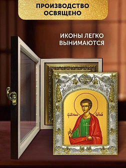Икона Римма Новодунский в ризе и киоте под дерево, 27х23 см