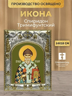 Икона Спиридон Тримифунтский в ризе, 18х14 см