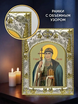 Икона Ольга Великая Княгиня в ризе и деревянном киоте, 26х22 см