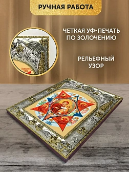 Икона Неопалимая Купина Божия Матерь в ризе, 18х14 см