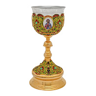 Потир 1.4л 4-финифти, филигрань, эмаль, роспись / золочение / серебряный стакан (УИН)