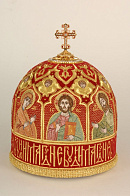 Митра №032 бархат, вышитые иконы, юв.крест в футляре