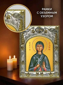 Икона Антонина Никейская в ризе и киоте под дерево, 27х23 см