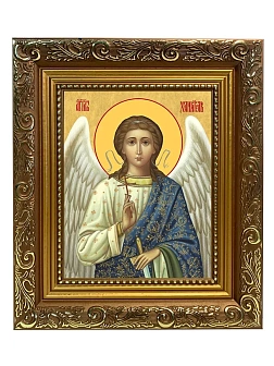 Икона Ангел Хранитель, широкая рамка 19,5х22,5х2 см 221