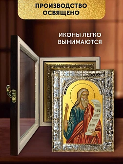 Икона Моисей Пророк в ризе и киоте под дерево, 33х27 см